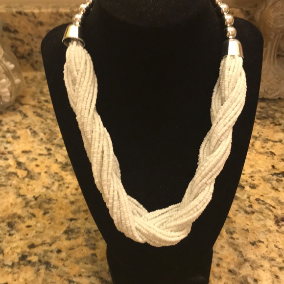 White Beaded Rope Necklace - Picture 1 of 4